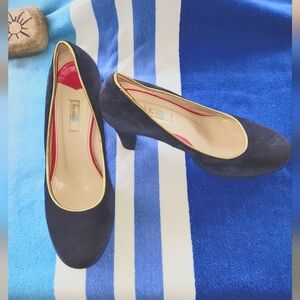 Boden Blue Suede leather 3.5” heels Size 7.5 EU 38